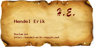 Hendel Erik névjegykártya